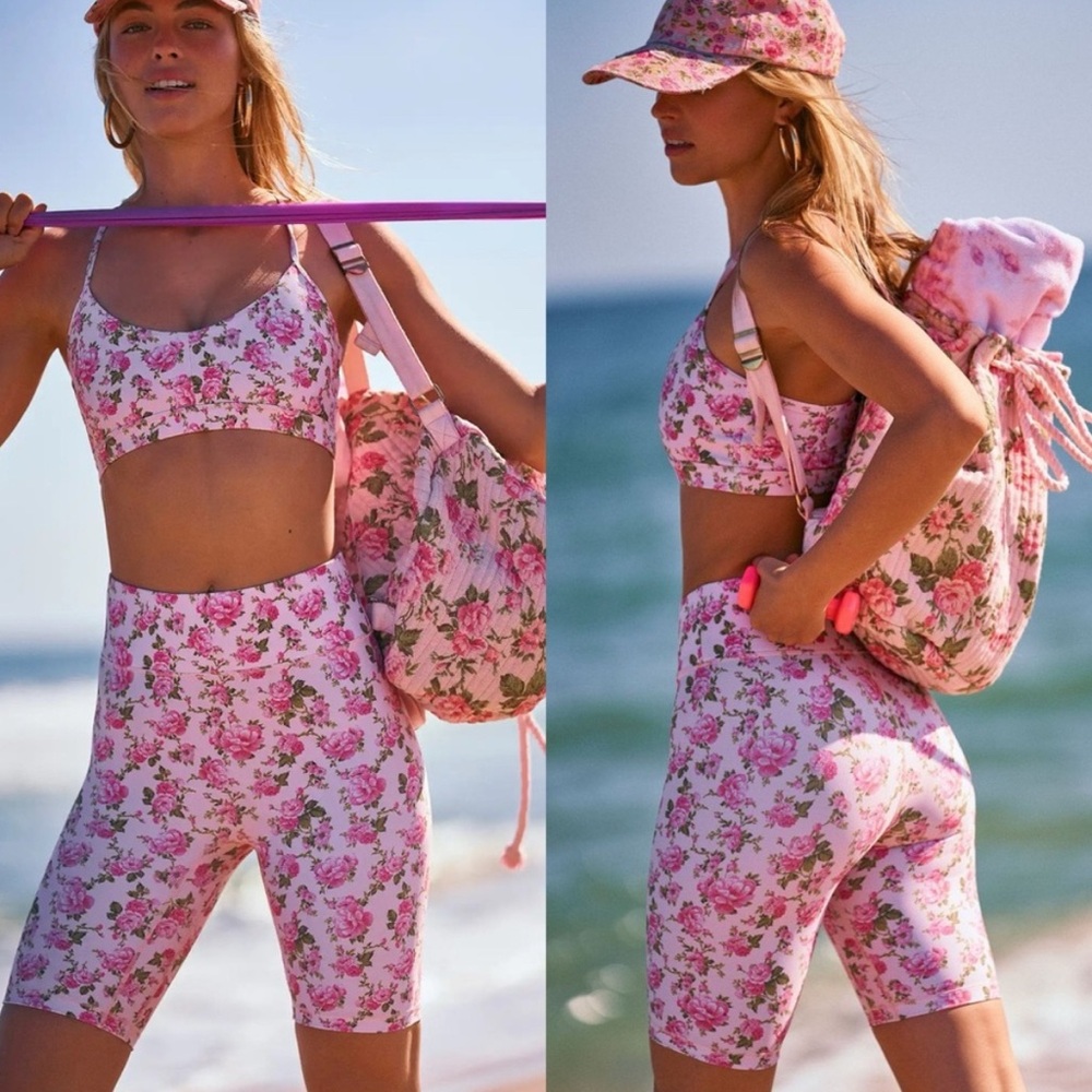 LoveShackFancy x Bandier sports bra in Peony Garden